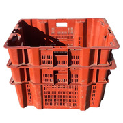 Caja Plástica Roja Usada Apilable Paredes Rejilladas 60 x 80 x 44 cm 